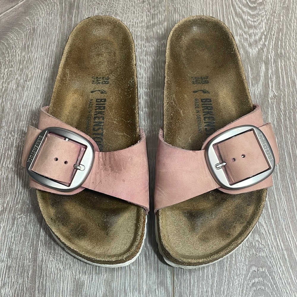 Birkenstock Madrid Big Buckle Nubuck Slide Sandals EU 38